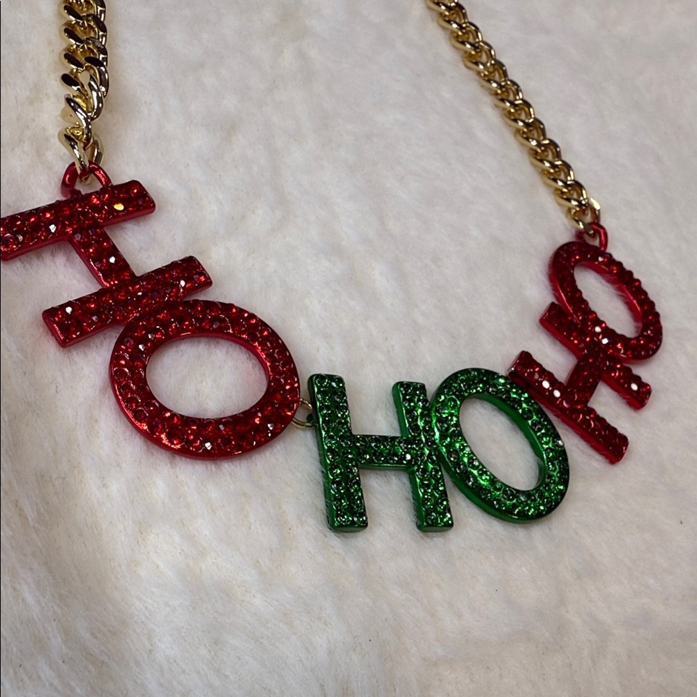 Betsey Johnson Red and Green 'Ho Ho Ho' Necklace - Picture 4 of 4